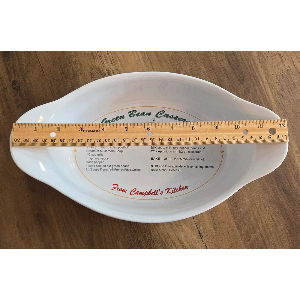 2005‎ Campbells Green Bean Casserole Ceramic Baking Dish w/Recipe Handles